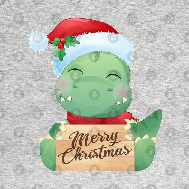 Cute Christmas T Rex Dinosaur Wishing Merry Christmas by P-ashion Tee